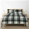 H HANSEL HOME Set di lenzuola in microfibra spazzolata, lenzuolo con angoli regolabile altezza 30 cm, lenzuolo di sopra e federe, per letto da 180 cm, 4 pezzi, 180 x 190/200 cm, bianco e nero