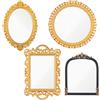 YEXEXINM Set di 4 specchi vintage dorati decorativi da parete antichi da appendere nero oro specchio da tavolo con supporto per soggiorno, camera da letto, comò da scrivania, decorazione fotografica