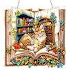 Bowetile Diamond Painting - Ciondolo a forma di gatto, con fiori di Pasqua, per finestre, per adulti, bambini, decorazione da appendere