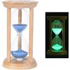 Syfunlv Clessidra in vetro, clessidra in legno, dieci minuti, clessidra colorata, 13,5 cm x 7,5 cm, clessidra luminosa, luce di notte, timer clessidra, decorazione da tavolo, adatto per cucinare,