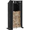 QUAHEAS Scaffale per legna da ardere in acciaio zincato con protezione antipioggia, 100 x 40 x 200 cm, resistente alle intemperie, per giardino, terrazza e soggiorno, aiuto impilabile per conservare