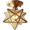 NSXBY Stella Moraviale Plafoniera,Incasso Rame Lampada Celing Seminato Vetro Marocchino E27 (In Vi Edei) Lampadario Per Kitchen Foyer-Oro E Bronzo Con Vetro 20cm