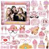 ORUZA Accessori di scena per il 18° compleanno, 33 pezzi, rosa per foto booth props decorazione accessori compleanni per feste di compleanno divertenti accessori di scena selfie accessori di scena