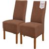sh SCHEFFLER-HOME LIVE HOMESTYLE SCHEFFLER-Home Coprisedie Luna-Long/Set di 2 Copri Sedie da Pranzo Elastici/Sedie da Pranzo/Coprisedie Elasticizzato in Flanella con Fascia Elastica/Coprisedie Eleganti, Marrone