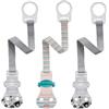 nip Set di 3 anelli per ciuccio con anello, unisex, colore grigio, made in Germany, chiusura comoda per tutti i ciucci con e senza anello, anello di fissaggio in silicone flessibile