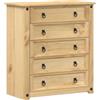 vidaXL Cassettiera Corona 80x40x89 cm in Legno Massello di Pino