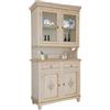 Vicentini arreda CREDENZA CRISTALLIERA NAPOLETANA IN LEGNO SHABBY CHIC 2 ANTE AVORIO ANTICATO DECORATA FILO ARANCIO