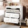 Kelodan Mobile da bagno autoportante con lavabo in ceramica, 3 cassetti, stile retrò, funzione soft-close, maniglie in metallo, bianco, 81 x 46,5 cm