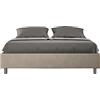 BS COM Letto matrimoniale king size contenitore imbottito 170x200 microfibra sabbia