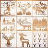 VETPW 9 PCS Cervo Design Riutilizzabile Pittura Stencil Set, Plastica Pittura Stencil DIY Pittura Template Stencil per Muro, Legno, Pavimenti, Finestre, Mobili, Home Decor, 25x25 CM