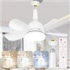 Gaethra Ventilatore Lampadario da Soffitto 5 Pale 18'' LED Dimmerabile Ventilatori da Soffitto Silenziosi con Telecomando e Luce, Super Silenziosa, Velocità Luminosità Temperatura Colore Regolabil, Bianco