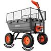 VEVOR Carrello da Giardino Ribaltabile Carico di 544 kg, con Recinzione di Stoccaggio, Maniglia Convertibile, Meccanismo di Scarico Rapido, Ruote Girevoli, Carrello da Giardino per Piante e Terra