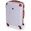 BERTOO Valigia rigida media Firenze, scocca in ABS resistente, 4 ruote girevoli staccabili, lucchetto a combinazione, bianco, 63 l
