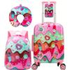 HTgroce Set Valigie per Bambini Gelato- Trolley Bambina Bagaglio a Mano Rigido con 4 Ruote 360° - Include Zainetto, Cuscino Collo e Etichetta