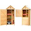 COSTWAY Armadio da Esterno in Legno, Casetta da Esterno con Ante, Ripiani Rimovibili, Serrature e Tetto Inclinato, Armadietto Versatile da Giardino, Balcone e Cortile (80 x 45 x 177 cm)