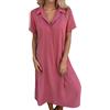 Vhersily Prendisole Donna Estivo Cotone, Tinta Unita Scollo A V Mezza Manica Casual E Vestito Linea Ginocchio Vestiti Mini Dress da Casa Elegante Curvy, Vestiti Primaverile, Da Cocktail, Passeggiata