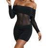 Vhersily Abito Aderente con Spalle Scoperte da Donna, Vestito Corto Sexy Discoteca, Vestiti Pieghe Moda Estivo, Club/Festa/Cocktail, Vestiti Primaverile, Elegante, Abiti Damigella d'Onore, Raffinato