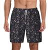 WURTON Viola Nero Goth Spooky Stampa Costume Da Bagno Da Uomo Fodera Ad Asciugatura Rapida Pantaloncini Da Spiaggia Anti-Chafe Fodera Di Compressione, bianco, XXX-Large