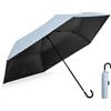 G4Free Ombrello compatto da viaggio con protezione UV UPF 50+, ultra leggero, con gancio a J, manico curvo per sole e pioggia, Azzurro, S