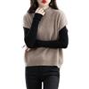 Ailaile Gilet da donna lavorato a maglia con collo a lupetto maglione 100% lana merino senza maniche pullover camicetta di base top corti