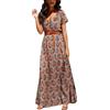 Vhersily Abito Matrimonio Donna, Manica Corta Lungo Curvy Maxi Spiaggia Fiori Estivi Sexy Mare Vestito Leggero Scollo V Abiti Casual Taglie Forti, Alla Moda, Abbigliamento Primavera, Sexy, Curvy