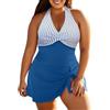 Vhersily Costume Intero Taglie Forti con Scollo A V E Nodo Anteriore, Mare con Gonna Push Up Costumi Intero Piscina Curvy Controllo Pancia Bikini, Sport Spiaggia Monokini, da Beachwear