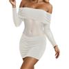 Vhersily Abito Aderente con Spalle Scoperte da Donna, Vestito Corto Sexy Discoteca, Vestiti Pieghe Moda Estivo, Club/Festa/Cocktail, Vestiti Primaverile, Elegante, Abiti Damigella D'Onore, Raffinato