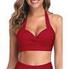 KOEMCY Top Bikini da Donna Costume Bagno Imbottito Push Up Reggiseno Bikini Stringa Regolabile con Scollo a V Sexy Top Costume da Bagno Swimwear Beachwear （Rosso/2XL）