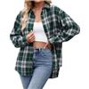 Vhersily Camicia a Quadri Donna Eleganti Camicetta Scozzese Camicie di Flanella Maniche Lunghe Bottone Boyfriend Classica per Primavera Autunno Stile Urbano Y2K Elegante Hip Hop, Giubbotti da Coppia