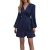 Vhersily Vestiti Donna Eleganti da Sera Estivi Raso Lantern Manica Lunga Collo a V Vita Alta Cocktail Festa Club Carnevale Abito Formale, Abbigliamento Primavera, Sexy, Curvy, da Cerimonia