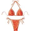 OBASDFD Costume da Bagno Boho Donna in 2 Pezzi con Stampa Floreale, Bikini A Triangolo Stringhe all'Americana, Spiaggia Blu E Bianco Medio(Orange Multicolor,Large)
