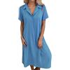 Vhersily Prendisole Donna Estivo Cotone, Tinta Unita Scollo A V Mezza Manica e Vestito Linea Ginocchio Vestiti Mini da Casa Elegante Curvy, Vestiti Primaverile, Da Cocktail, Passeggiata, Raffinato