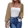 Hotouch Cardigan Donna Maglione Corto Cerniera Leggero Giacca in Maglia Elegante Golfino a Maniche Lunghe Aperta Casual per Autunno Invernale Bolero S-XXL