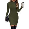 Hotouch Abito in Maglia da Donna Elegante Abito A Collo Alto E Maniche Lunghe Vestito Invernale Caldo S-XXL