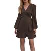 Vhersily Vestiti Donna Eleganti da Sera Estivi Raso Lantern Manica Lunga Collo a V Vita Alta Cocktail Festa Club Carnevale Abito Formale, Abbigliamento Primavera, Sexy, Curvy, da Cerimonia
