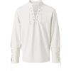 Vhersily Camicia Henley da Uomo, Stile retrò, Punk, Medievale, in Cotone Scollo a V Pirata Colonial Rinascimentale Poeta Camicetta Lacci e Polsini in Pizzo, Volant sul Davanti, per Cosplay