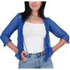 Mimosa Cardigan da donna con volant allacciato all'uncinetto, tinta unita, rete elasticizzata, bolero blu reale