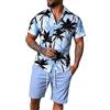 Vhersily Completo Estivo Uomo Elegante, Floreale Camicia a Maniche Corte da Bagno+ Pantaloncini con Tasca, Ad Asciugatura Rapida, Loungewear, Pyjama Sets, Night Club Discoteca, Fresche e Traspirant