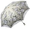 LCY Ombrello pieghevole da donna in pizzo ricamato a doppio piano, anti-UV, per sole/pioggia/neve, Grigio, Etichettalia unica