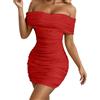 Vhersily Abito Aderente con Spalle Scoperte da Donna, Vestito Corto Sexy Discoteca, Vestiti Pieghe Moda Estivo, Club/Festa/Cocktail, Vestiti Primaverile, Elegante, Abiti Damigella D'Onore