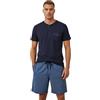 ADMAS Pigiama Uomo Estivo 100% Cotone Blu Navy, Completo Due Pezzi con Maglia e Pantaloncino Art. 64772 (IT, Testo, M, Regular, Regular, Blu Navy)