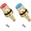 DECARETA 2 Pcs Vitoni in Ceramica per Rubinetti Acqua Fredda e Calda, Vitoni di Ricambio, Coppia di Vitoni con 20 Ingranaggi per Cucina Bagno, Lunghezza 53 mm, Oro