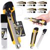Instalguru 5x Taglierino Cutter Professionale 18 mm Taglierina per Moquette Pacchi Cartone Cutter Lama A Coltello In Metallo Pellicole Universale Tagli Precisione Autobloccante Con 55x Lama