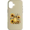 Sunlit Meadow Botanicals Custodia per iPhone 16 Lucciole e girasoli, vaso vintage da giardino, motivo: Firefly Meadow
