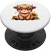 Highland Cow Sunflower Cute Floral Farm Highland Mucca Girasole Carino Rustico Fattoria Amante Animali PopSockets PopGrip Adesivo