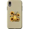 Sunlit Meadow Botanicals Custodia per iPhone XR Lucciole e girasoli, vaso vintage da giardino, motivo: Firefly Meadow