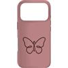 Tiny Meaning Studio Custodia per iPhone 17 Pro Natura minimalista disegnata a mano rosa polverosa della farfalla