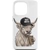 Funny Farm Animal Highland Cow Humor Des Custodia per iPhone 13 Pro Hot Mess Divertente Highland Mucca Carino Coffee Lover
