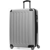 Hauptstadtkoffer Spree - Valigia rigida grande, TSA, 4 ruote doppie, trolley, valigia da viaggio, espandibile, 75 cm, 119 litri, Argento
