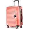 HAUPTSTADTKOFFER - MITTE - Valigia cabina trolley, estensibile, bagaglio a mano con volume di espansione di 8 cm, TSA, 4 ruote a doppia ruota, 55 cm, 55 litri, Coral